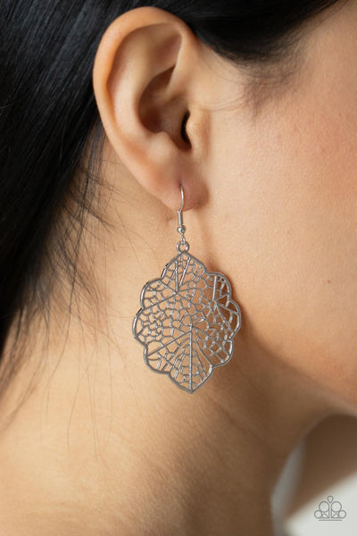 Meadow Mosaic - Silver Filigree Earrings - Paparazzi