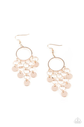 CYBER CHIME - ROSE GOLD CIRCLE CHANDALIER EARRINGS - PAPARAZZI