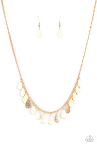 EASTERN CHIME ZONE - GOLD DAINTY TEARDROP DISC NECKLACE - PAPARAZZI