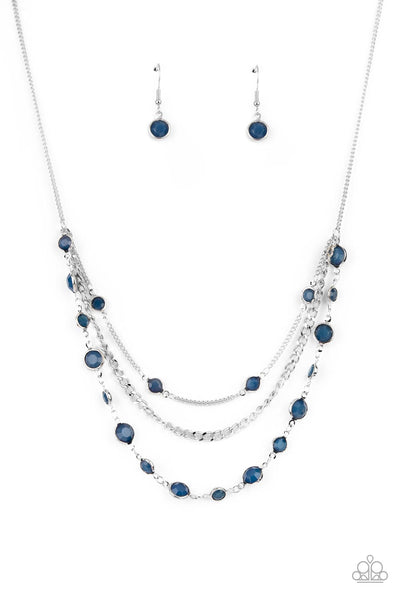 GODDESS GETAWAY - BLUE BEAD SILVER LAYERED NECKLACE - PAPARAZZI