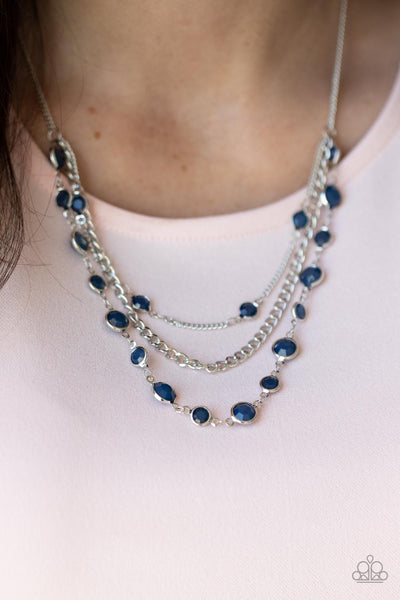 GODDESS GETAWAY - BLUE BEAD SILVER LAYERED NECKLACE - PAPARAZZI