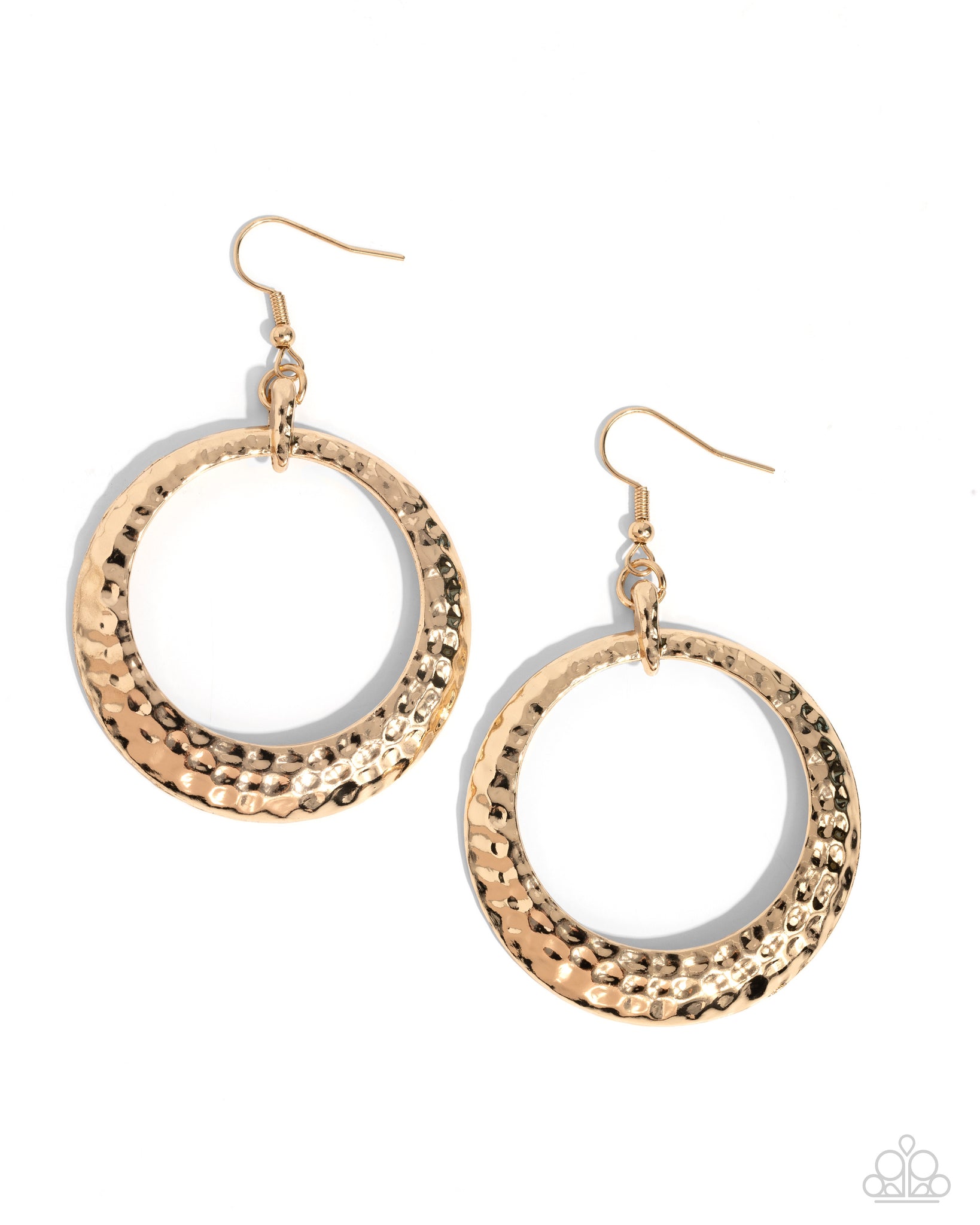 GALLERY GEAR - GOLD HAMMERED CIRCLE EARRINGS - PAPARAZZI