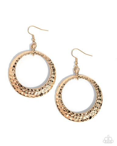 GALLERY GEAR - GOLD HAMMERED CIRCLE EARRINGS - PAPARAZZI