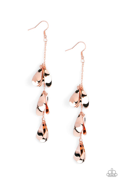 ARRIVAL CHIME - COPPER DANGLE EARRINGS - PAPARAZZI