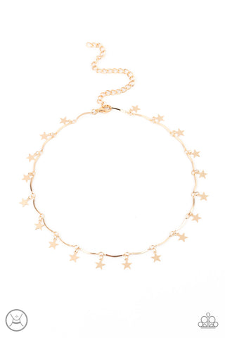 LITTLE MISS AMERICANA - GOLD STAR CHOKER NECKLACE - PAPARAZZI