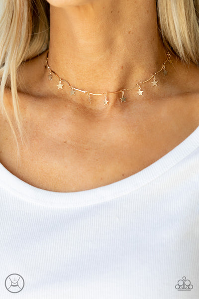 LITTLE MISS AMERICANA - GOLD STAR CHOKER NECKLACE - PAPARAZZI