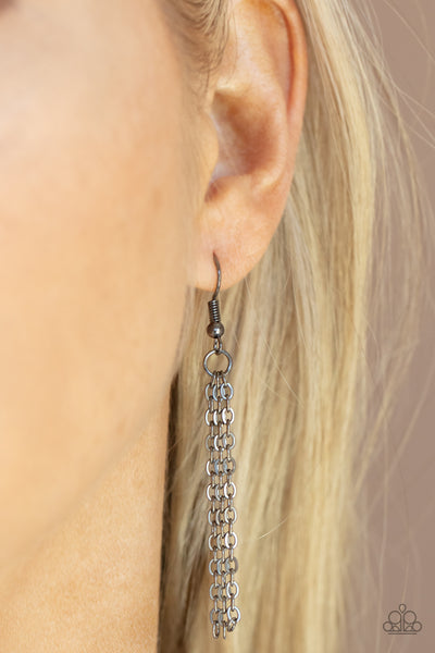 STARRY FIREWORKS - BLACK GUNMETAL STAR WHITE GEM NECKLACE - PAPARAZZI