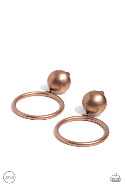 CLASSIC CANDESCENCE - COPPER CIRCLE CLIP-ON EARRINGS - PAPARAZZI