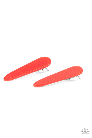 PRETTY IN PATRIOT - RED  GLITTER ACRYLIC HAIR CLIP - PAPARAZZI