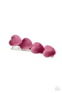 VELVET VALENTINE - PINK FABRIC HEART HAIR CLIP - PAPARAZZI