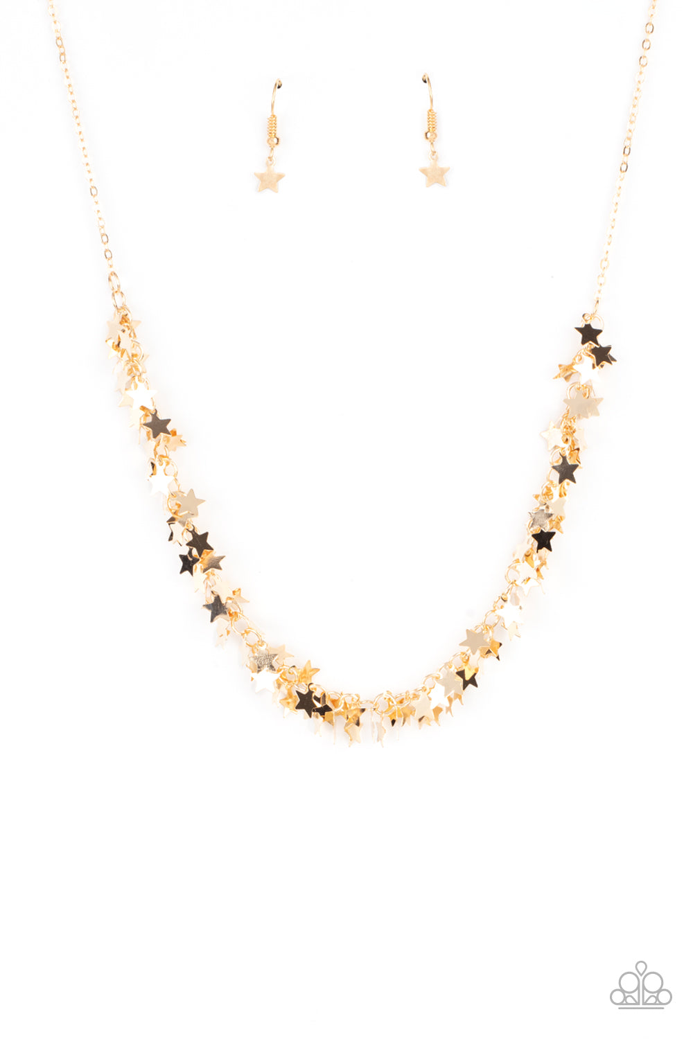 STARRY ANTHEM - GOLD STAR CLUSTER NECKLACE - PAPARAZZI