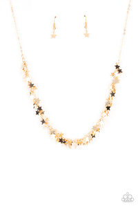 STARRY ANTHEM - GOLD STAR CLUSTER NECKLACE - PAPARAZZI