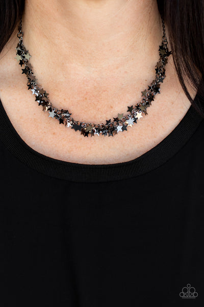 STARRY ANTHEM - BLACK GUNMETAL STAR NECKLACE - PAPARAZZI