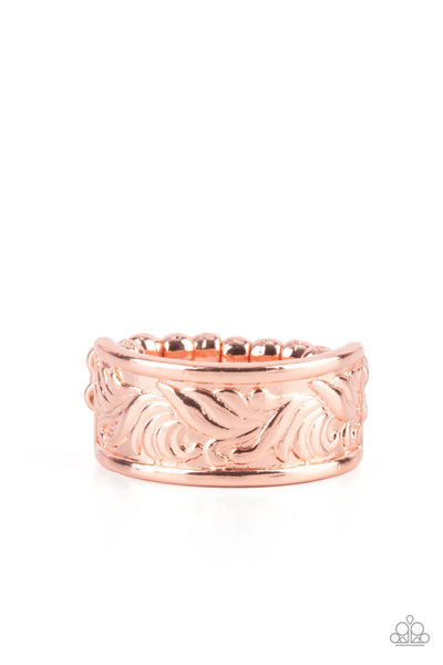 BILLOWY BANDS - COPPER SHINY RING - PAPARAZZI