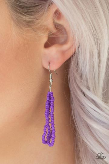 LET IT BEAD - PAPARAZZI - PURPLE AND SILVER SEED BEAD NECKLACE