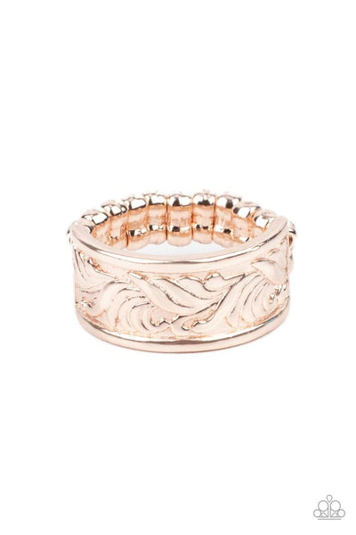 BILLOWY BANDS - ROSE GOLD RING - PAPARAZZI