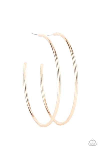 MEGA METRO - GOLD LARGE HOOP EARRINGS - PAPARAZZI