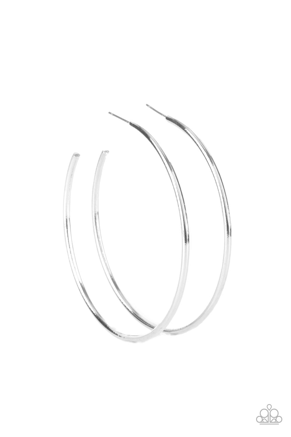 MEGA METRO - LARGE SILVER HOOP EARRINGS - PAPARAZZI