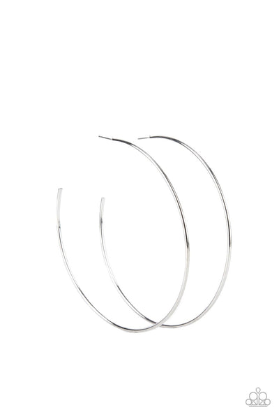 COLOSSAL COUTURE - SILVER LARGE HOOP EARRINGS - PAPARAZZI