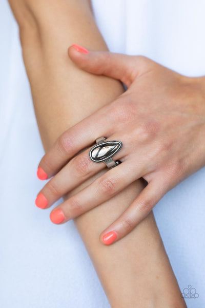 MYSTICAL MARVEL - SILVER ACRYLIC BEAD RING - PAPARAZZI