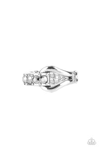 BLING BOND - SILVER HEMATITE RHINESTONE RING - PAPARAZZI