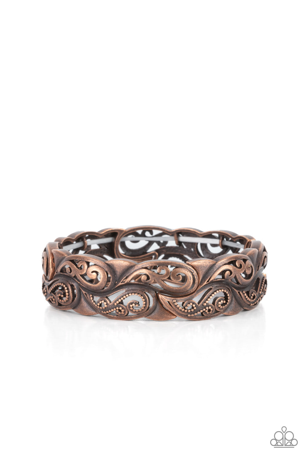 PAISLEY PORTICO - COPPER PAISLEY PATTERN STRETCHY BRACELET - PAPARAZZI