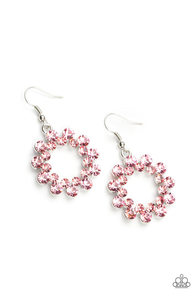 CHAMPAGNE BUBBLES - PINK RHINESTONE SILVER EARRINGS