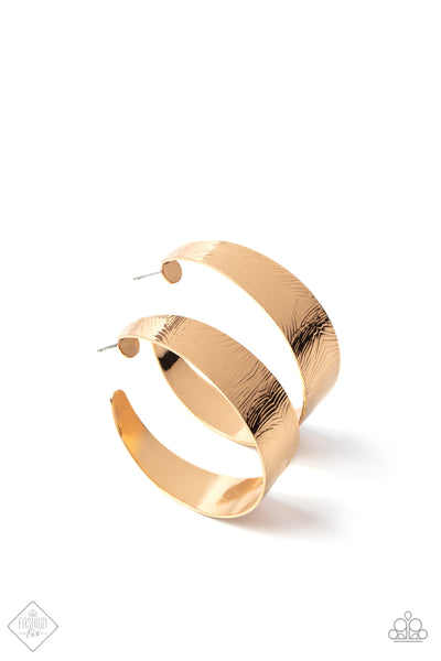 CURVE CRUSHIN - GOLD FLAT HOOP EARRINGS - PAPARAZZI - FASHION FIX SEPTEMBER 2021