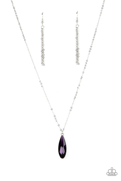 PRISMATICALLY POLISHED - PURPLE GEM SILVER SHORT NECKLACE - PAPARAZZI