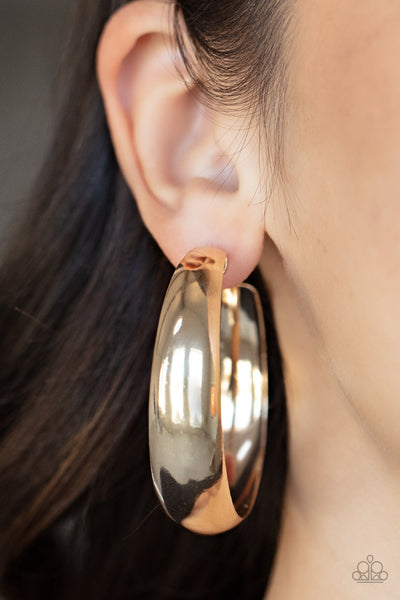 FLAT OUT FLAWLESS - GOLD GYPSY HOOP EARRINGS - PAPARAZZI