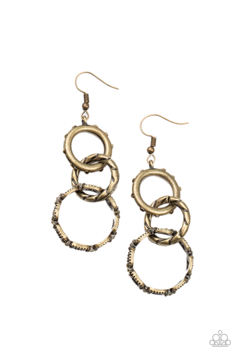 SHAMELESS SHINE - BRASS CIRCLE AURUM RHINESTONE EARRINGS - PAPARAZZI