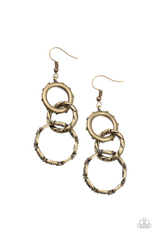 SHAMELESS SHINE - BRASS CIRCLE AURUM RHINESTONE EARRINGS - PAPARAZZI
