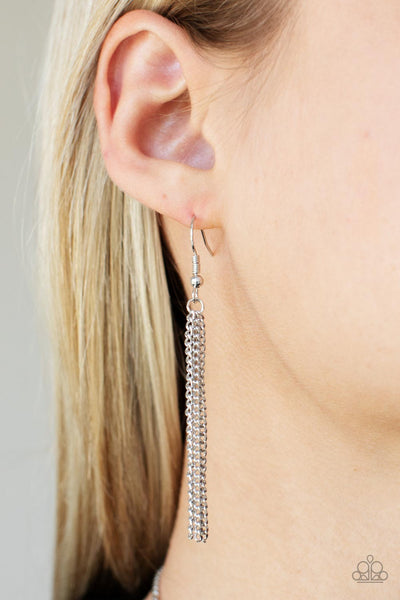 PROUDLY PRISMATIC - PINK IRIDESCENT TRIANGLE GEM SILVER NECKLACE - PAPARAZZI