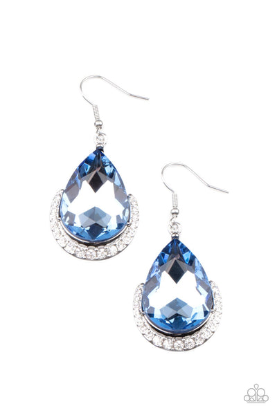 MEGA MARVELOUS - BLUE GEM SILVER EARRINGS - PAPARAZZI