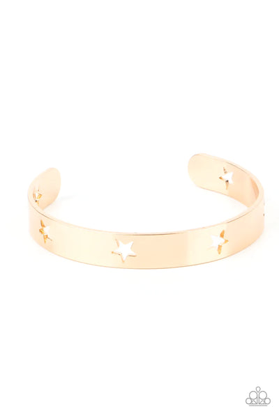 AMERICAN GIRL GLAMOUR - GOLD STAR CUTOUT CUFF BRACELET - PAPARAZZI