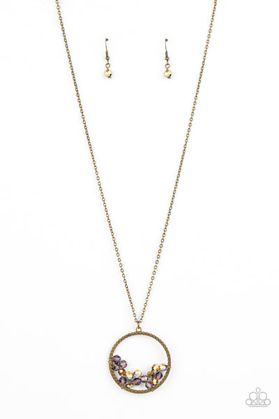 GALACTIC GLOW - BRASS AURUM AND IRIDESCENT CRYSTAL PENDANT NECKLACE - PAPARAZZI