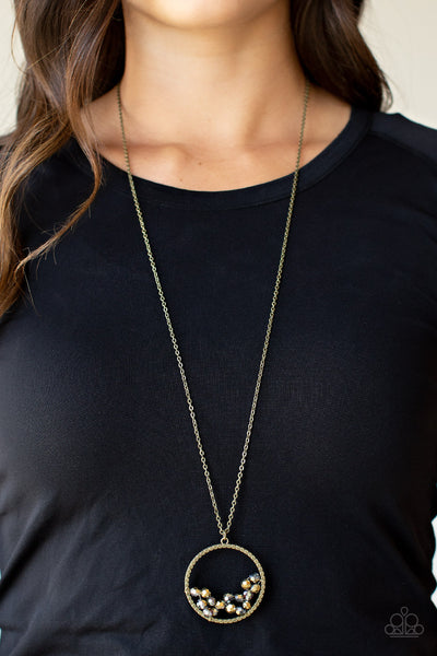 GALACTIC GLOW - BRASS AURUM AND IRIDESCENT CRYSTAL PENDANT NECKLACE - PAPARAZZI