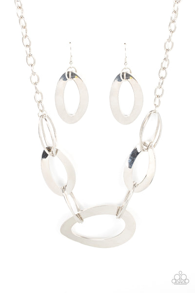 METALHEAD COUNT - SILVER OVAL NECKLACE - PAPARAZZI
