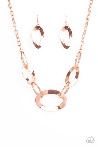 METALHEAD COUNT - COPPER SHINY OVAL NECKLACE - PAPARAZZI