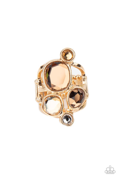 DEMANDINGLY DUCHESS - BROWN GEM GOLD RING - PAPARAZZI