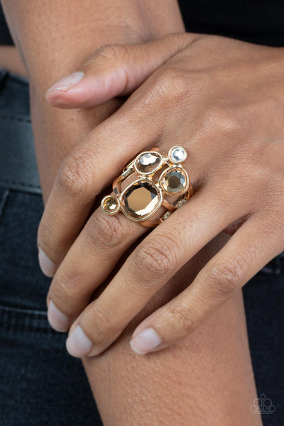 DEMANDINGLY DUCHESS - BROWN GEM GOLD RING - PAPARAZZI