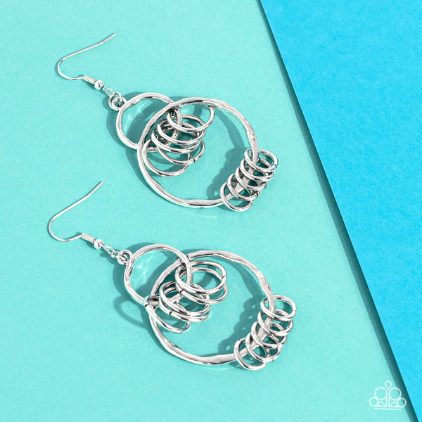 REBEL RINGER - SILVER CIRCLE EARRINGS - PAPARAZZI