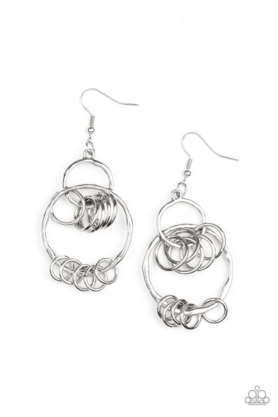 REBEL RINGER - SILVER CIRCLE EARRINGS - PAPARAZZI