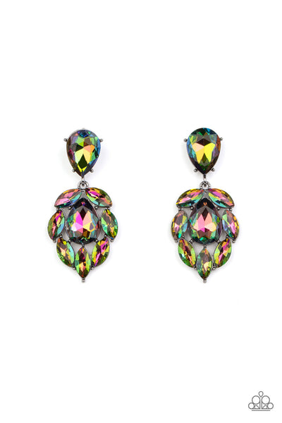 GALACTIC GO-GETTER - MULTI OIL SPILL GEM GUNMETAL POST EARRINGS - LIFE OF THE PARTY FEBRUARY 2022