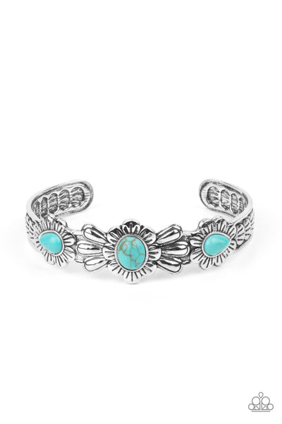 WINSLOW WALKABOUT - BLUE TURQUOISE SILVER CUFF BRACELET - PAPARAZZI