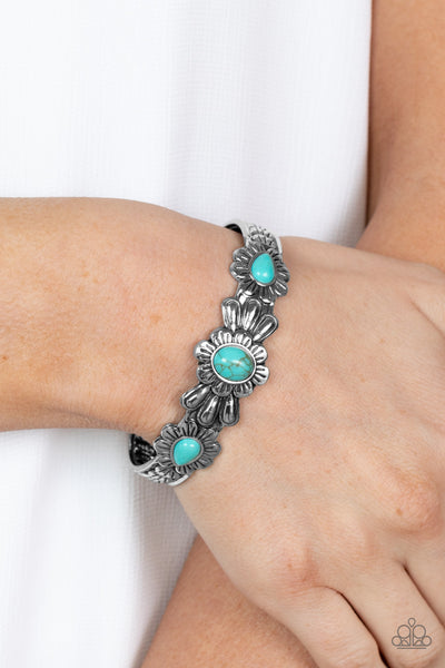 WINSLOW WALKABOUT - BLUE TURQUOISE SILVER CUFF BRACELET - PAPARAZZI