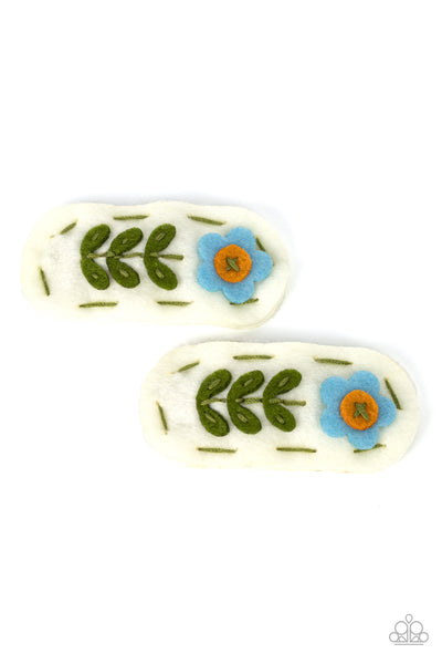 FLORAL WHIMSY - BLUE FLOWER FABRIC HAIR CLIPS - PAPARAZZI