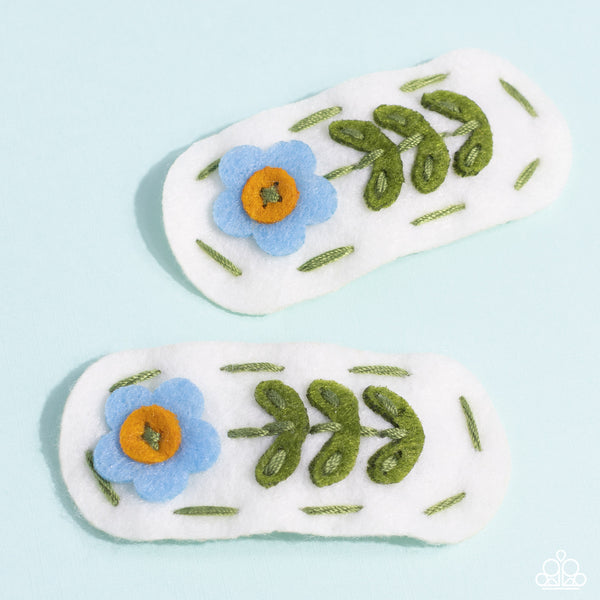 FLORAL WHIMSY - BLUE FLOWER FABRIC HAIR CLIPS - PAPARAZZI