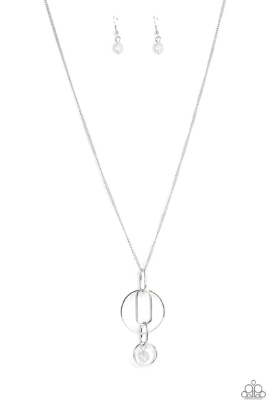 PARK AVENUE PALACE - WHITE CRYSTAL SILVER CHAIN NECKLACE - PAPARAZZI