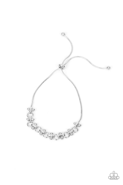SLIDE ON OVER - SILVER LINK SLIDE BRACELET - PAPARAZZI